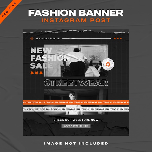 streetwear fashion instagram post banner design template