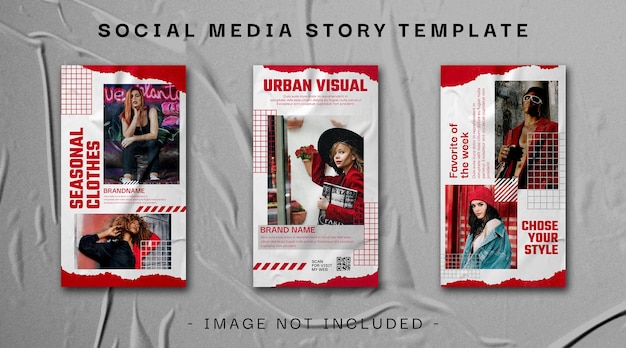 Streetwear fashion instagram story set white