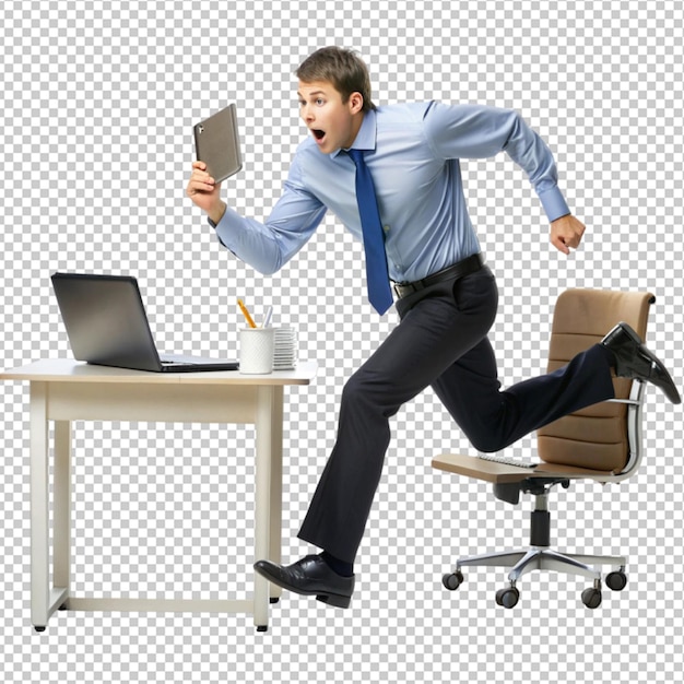 PSD stressed worker running in the office