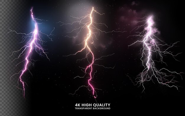 PSD strike lightning bolt isolated on black background