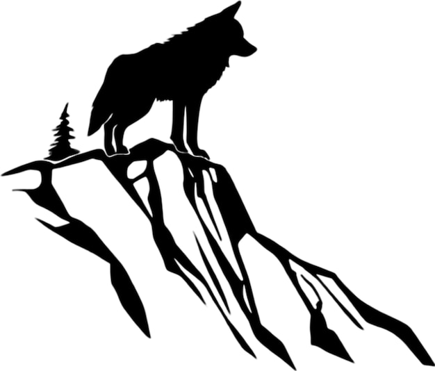 PSD striking black wolf stencil captures wild essence