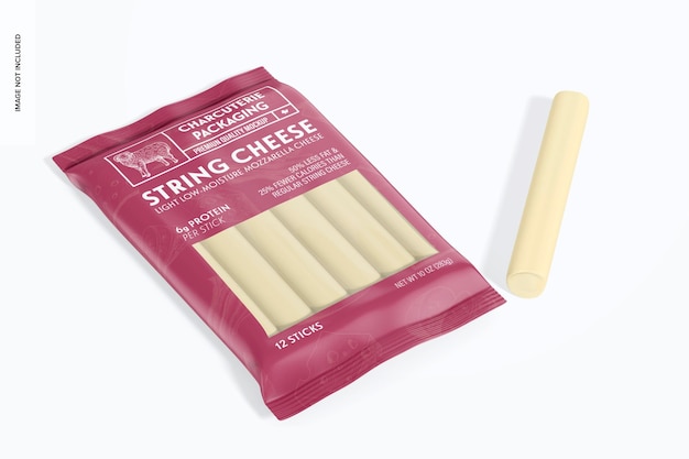 String Cheese Packaging Mockup Perspective