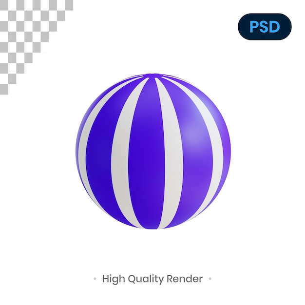 Strip Ball 3D Render Illustration Premium Psd