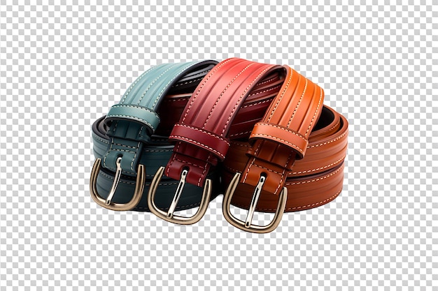 PSD striped belts isolated on transparent background