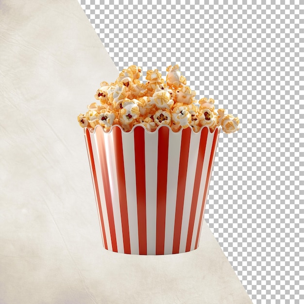 Striped pop corn box Isolated on transparent background