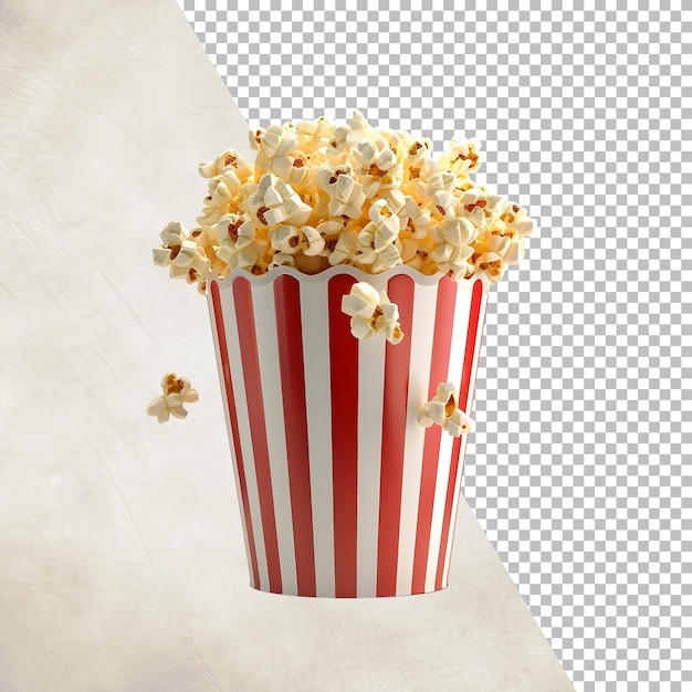 Striped pop corn box Isolated on transparent background