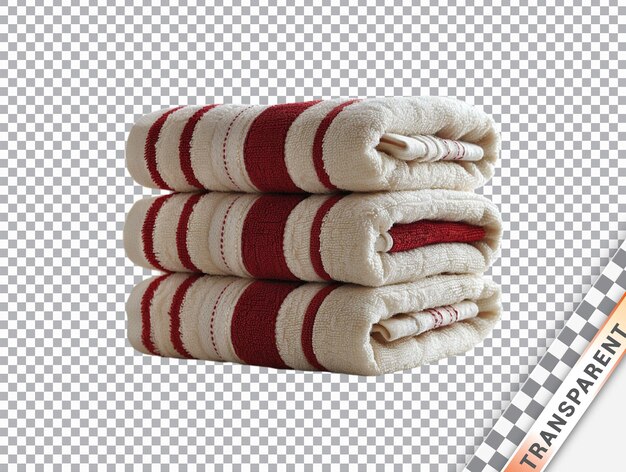 Striped towels stacked transparent background