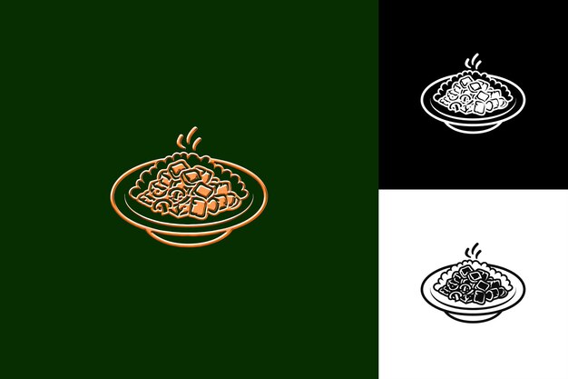 PSD stroganoff food icon with a plate of thinly sliced sauted be flat illustration food vector design