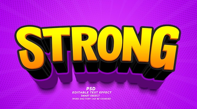 Strong 3d editable photoshop text effect style