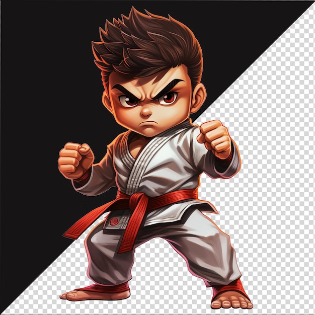 Strong karate kid cartoon with red belt