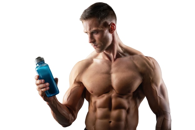 PSD strong man with bottle of water