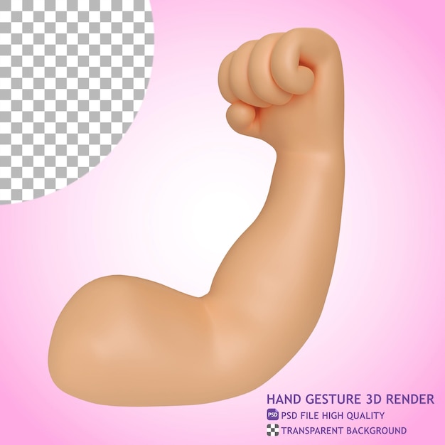 Strong Muscle Hand Gesture 3D Render Illustration