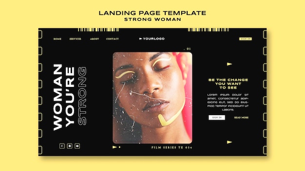 PSD strong woman landing page template