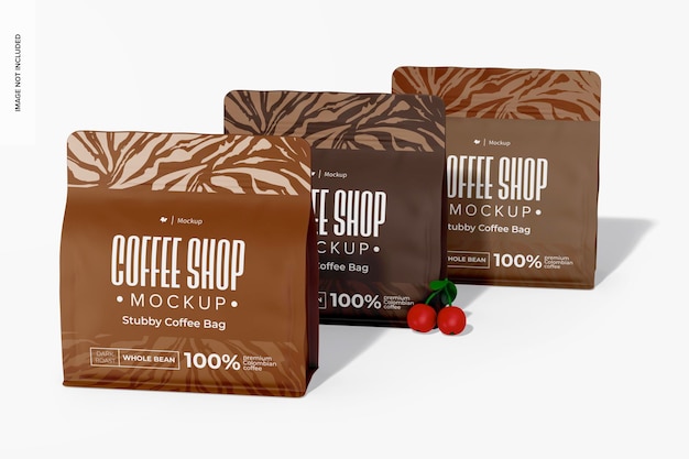 Stubby Coffee Bags Mockup