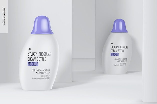 Stubby Irregular Cream Bottles Mockup