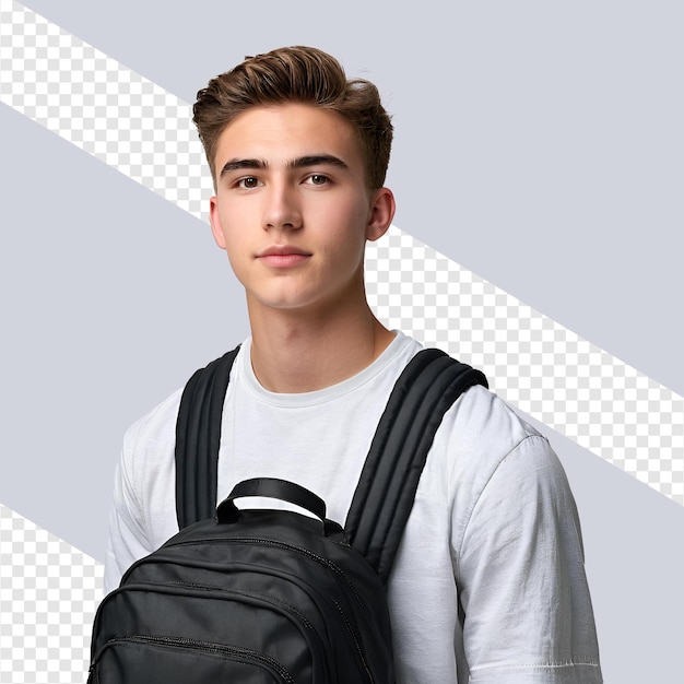 Student young man bag white shirt school college university