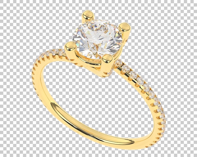 Studio diamond ring isolated on white background 3d rendering illustration