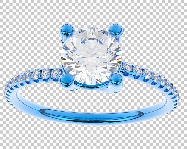 Studio diamond ring isolated on white background 3d rendering illustration