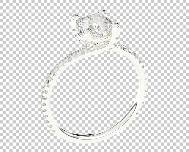 Studio diamond ring isolated on white background 3d rendering illustration