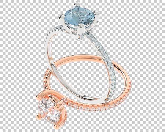 Studio diamond ring isolated on white background 3d rendering illustration