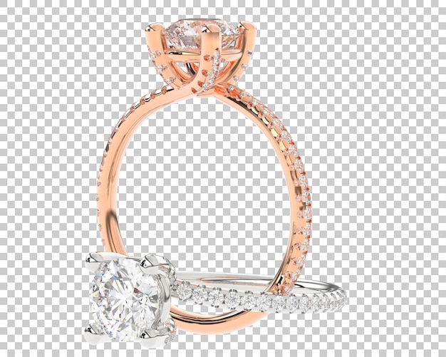 Studio diamond ring isolated on white background 3d rendering illustration