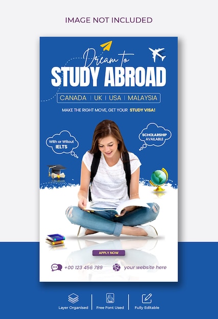 Study abroad education Instagram story and Facebook story template design