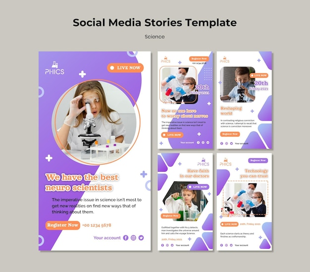 Studying science social media stories template