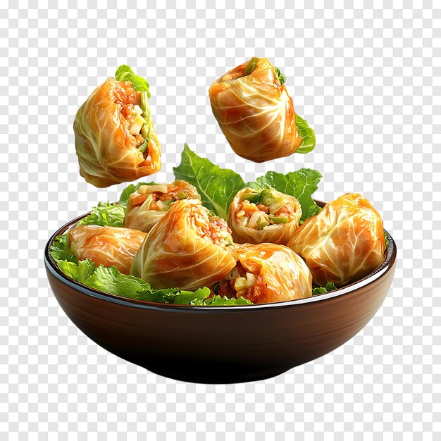 PSD stuffed cabbage rolls isolated on a transparent background