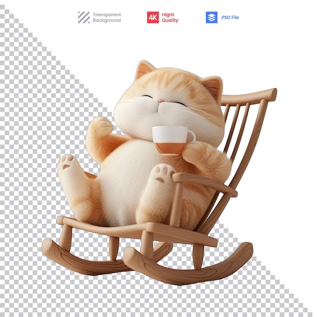 Stuffed Cat Sitting in Rocking Chair