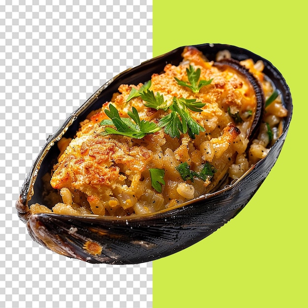 PSD stuffed mussel isolated on transparent background