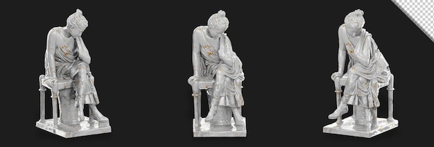 Stunning 3D render of a Hadrianic period sculpture depicting a seated girl