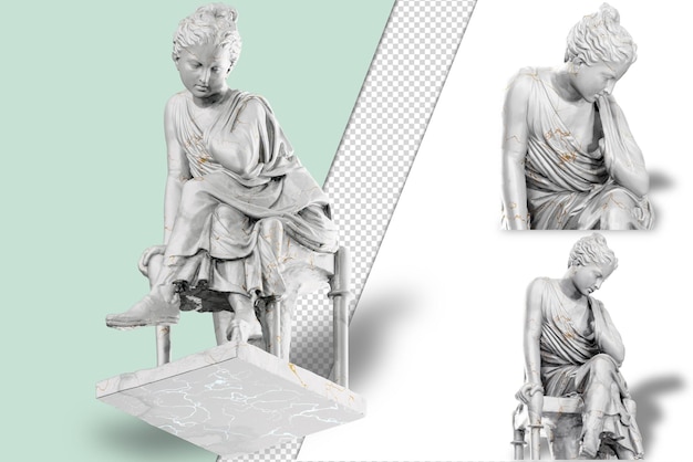 Stunning 3D render of a Hadrianic period sculpture depicting a seated girl