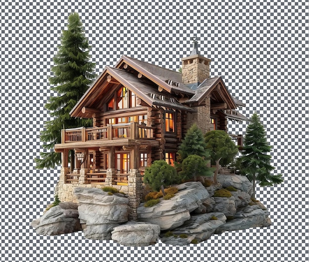 Stunning Couples mountain retreat isolated on transparent background