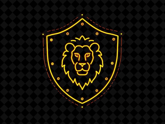 Sturdy Shield 8 Bit Pixel With Lion Emblem and Studs With Bo Y2K Shape Neon Color Art Collections