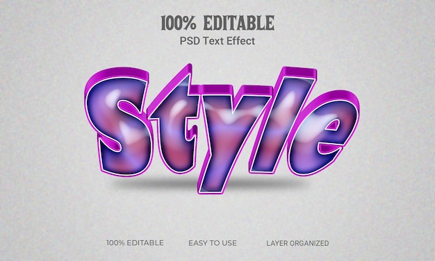 Style 3D Text Effect Editable Text Style PSD File