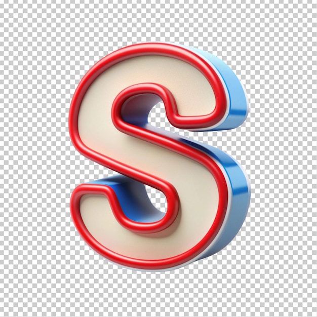 PSD stylish alphabet 3d letter s white with red and blue on transparent background