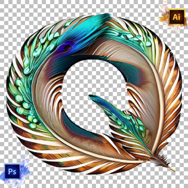 PSD stylish alphabet letter a to z peacock feather letter design q