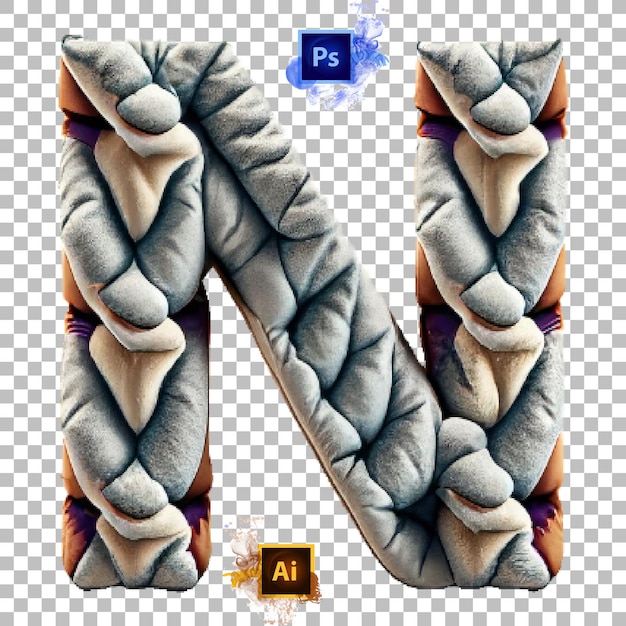 PSD stylish alphabet letter a to z puffy quilt letter design n