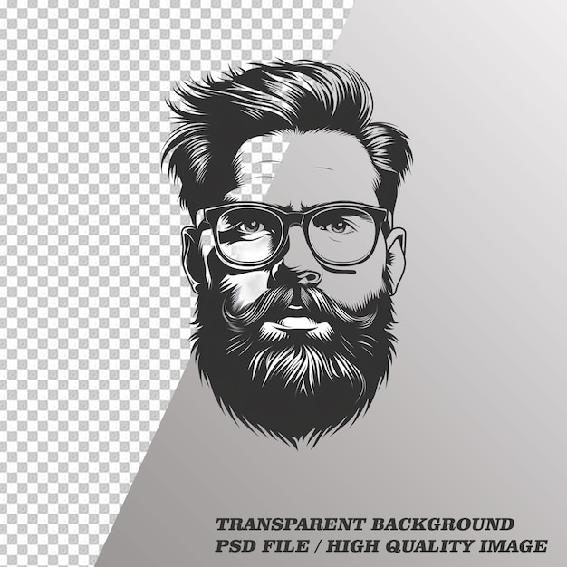 Stylish Beard on Transparent Background PSD File