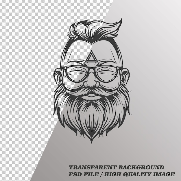 Stylish Beard on Transparent Background PSD File