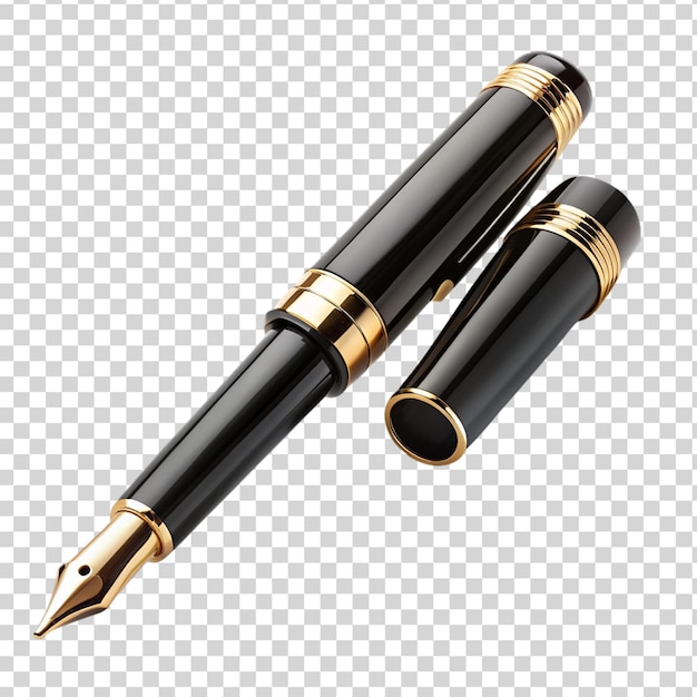 PSD stylish black fountain pen isolated on transparent background