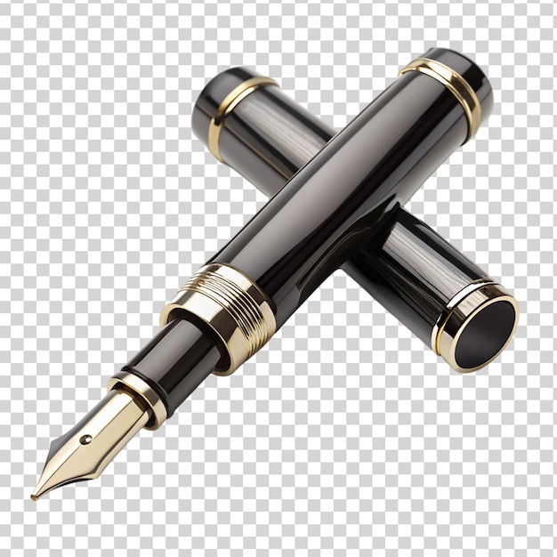 PSD stylish black fountain pen isolated on transparent background