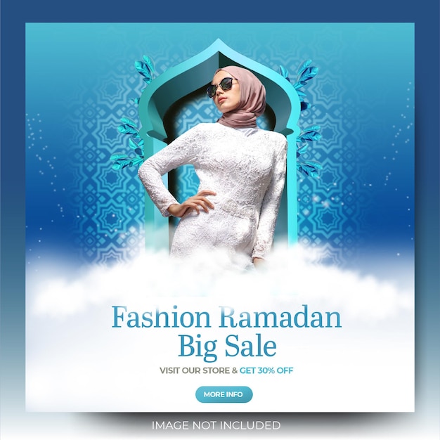 Stylish blue fashion ramadan social media post feed