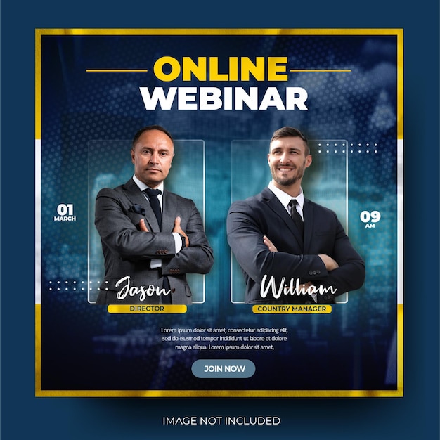 Stylish blue online webinar social media poster banner