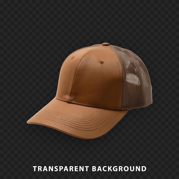 PSD a stylish brown baseball cap isolated on a transparent background