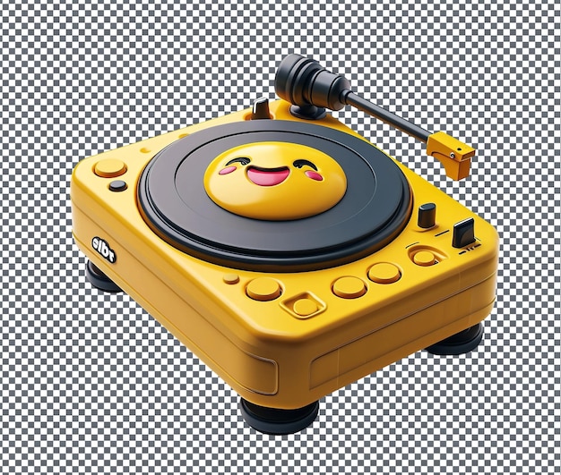 Stylish DJ Turntable Emoji isolated on transparent background