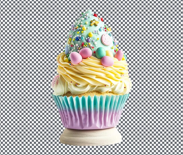 Stylish Easter Egg Shaped Cupcake Sweet Stand isolated on transparent background