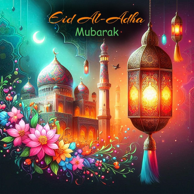 Stylish Eid al adha mubarak traditional islamic background design