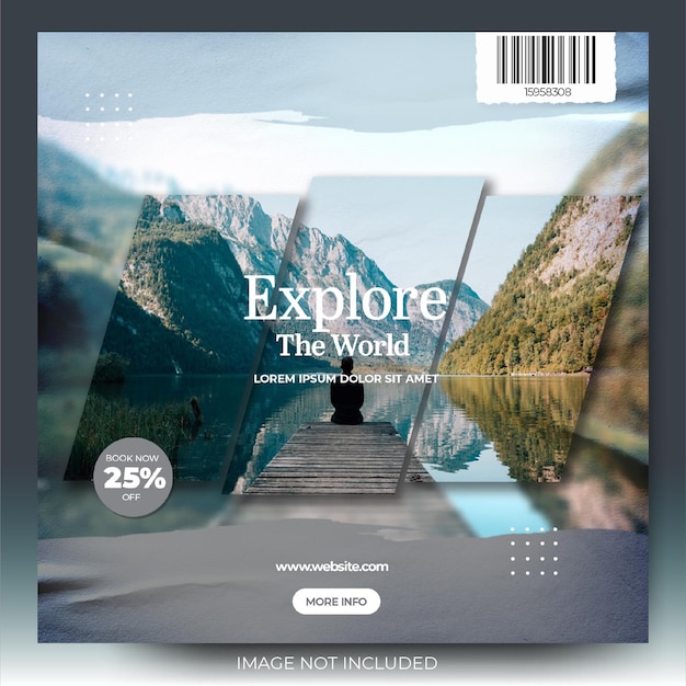 PSD stylish explore the world social media post feed