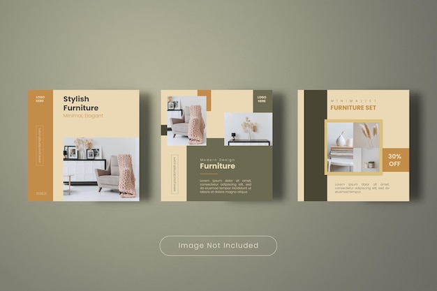 PSD stylish furniture instagram post banner template collection